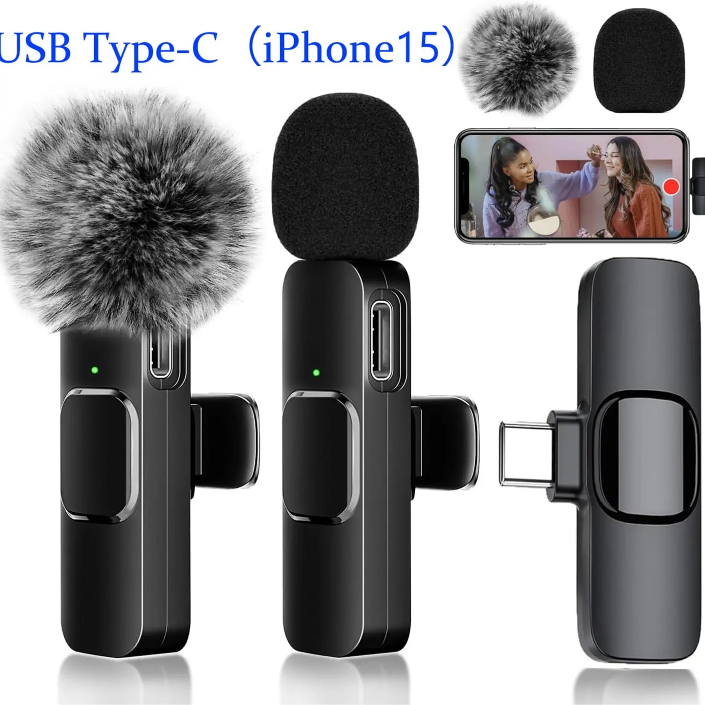 2-Pack Wireless Lavalier Clip-On Microphones